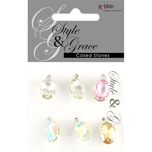 Assorted Crystal Colours Oval Rhinestone Pendant Charms
